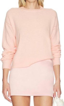 bobi Crewneck Boxy Sweater In Blush