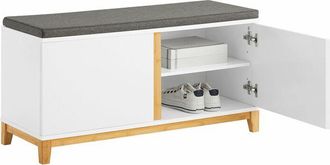 SoBuy Banco Zapatero Con 2 Puertas Banco De Almacenamiento Con Coj&iacute;n Acolchado De Asiento 90 X 34 X 46 Cm Fsr117-w Sobuy Es
