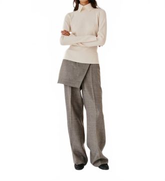 The Garment Madison Neck Knit Sweater In Ecru