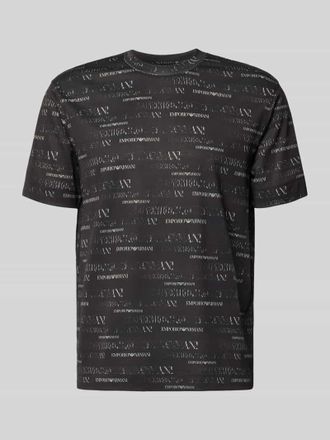 Emporio Armani T-Shirt mit Logo-Muster und Rundhalsausschnitt in Marine, Gr&ouml;&szlig;e XXL