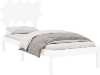 vidaXL Bed Frame without Mattress White 90x200 cm Solid Wood Vidaxl