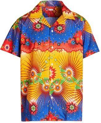 8 by YOOX PRINTED CAMP-COLLAR S/SLEEVE OVERSIZE SHIRT