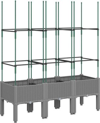 vidaXL Vidaxl - Jardinera Con Enrejado Pp Gris Claro 120x40x142,5 Cm