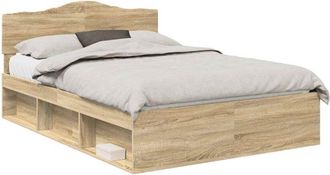 vidaXL Bed Frame with Headboard Sonoma 160 x 200 cm Solid Pine Wood vidaXL