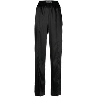 Tom Ford Straight Trousers, female, Black, M, Black Silk Straight Leg Trousers