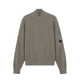 C.P. Company Cotton Crepe Half Zip Jumper - male - C.P. Company - Zip-throughs - Gray - 2XL - Sweatshirts & Hoodies