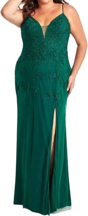 Faviana Long Tulle Prom Dress In Forest Green