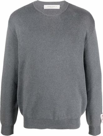 Golden Goose Grey Logo RIbbed Sweater