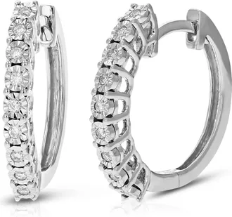 Vir Jewels 1/8 cttw Lab Grown Diamond Hoops Earrings in Sterling Silver With Hidden Post For Women