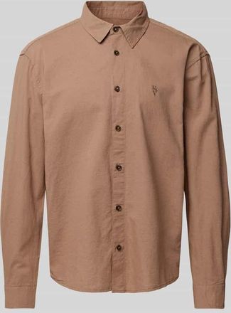 Review Loose Fit Freizeithemd aus Baumwoll-Leinen-Mix in Mud, Größe XS