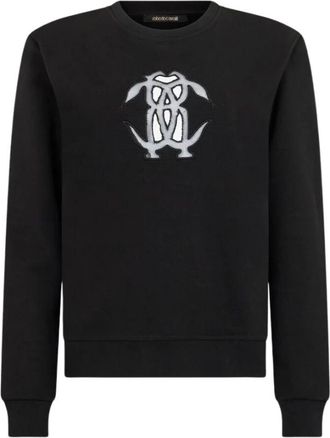 Roberto Cavalli Sweatshirt met uitgesneden geborduurd logo - Dames - Sweatshirts - Zwart - L - Hoodies & sweatvesten