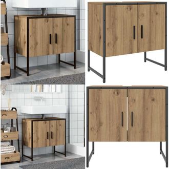 vidaXL Mobile Lavabo Bagno Rovere Artigianale Legno Multistrato - Lavabo - Armadio da bagno