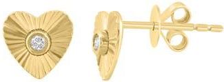 Effy 14K Yellow Gold Diamond Heart Stud Earrings at Nordstrom Rack