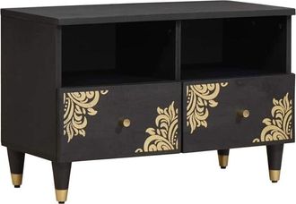 vidaXL TV Cabinet with Drawer Black 70 x 33 x 46 cm Solid Mango Wood vidaXL