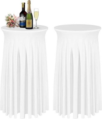 OEM Mantel, 2 Piezas, 60x110cm, Cubre Mesas, El&aacute;stico, Con Falda, Redonda, Para Mesas De C&oacute;ctel, Presenta Una Falda Redonda Ondulada Natural, Negro