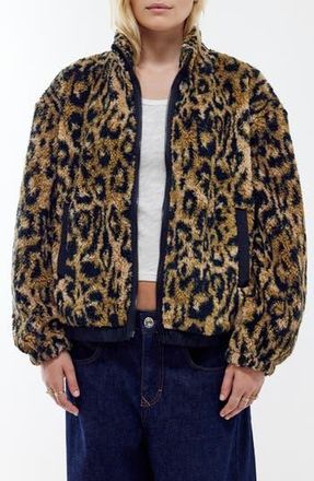 BDG Print Fleece Boxy Jacket in Leopard at Nordstrom Rack, Size X-Large