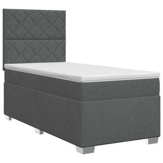 vidaXL Cama Box Spring Con Colch&oacute;n Gris Oscuro Individual Tela Vidaxl