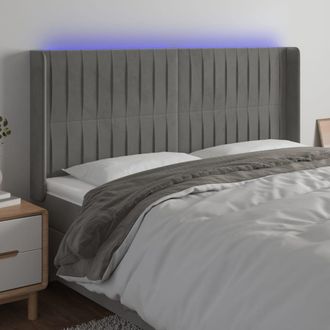 vidaXL Cabecero Con Led De Terciopelo Gris Claro 203x16x118/128 Cm Vidaxl