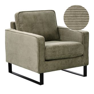 Beliani Beliani - Sill&oacute;n De Tela De Pana Verde Patas Negras Estilo Retro Vind