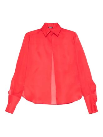 Kiton Shirt met doorzichtige vlakken - Rood