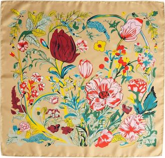 MARCUS ADLER Floral Satin Square Scarf in Tan at Nordstrom Rack