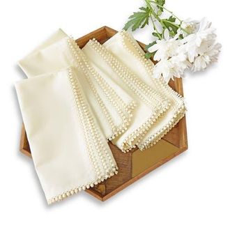 Solino Home Linen Dinner Napkins Set of 4, 20 x 20 Inch for Dining Table, Holiday and Everyday Table Decor - Maddie in Ivory at Nordstrom, Size Large