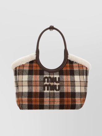 Miu Miu plaid shoulder bag shearling trim