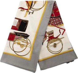 Herm&egrave;s Pre-owned Scarves, female, White, Size: ONE SIZE Pre-owned Vintage Silk Scarf