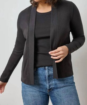 Lilla P Classic Ribbed Cardigan In Black