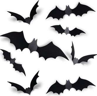 No Brand Decoraciones De Halloween, 60 Piezas, Decoraciones De Murci&eacute;lagos, Murci&eacute;lagos De Halloween, Pegatinas De Ara&ntilde;as 3d Para Interiores, Batman Diy
