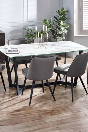 Julian Bowen Olympus Rectangular Glass Top 4-6 Dining Table in White