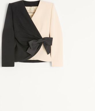 Valentino Wool Crepe Jacket With Contrasting Bow Wo