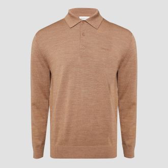 GANT Mens Extrafine Merino Wool Polo Shirt in Beige