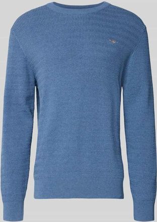 GANT Strickpullover mit Strukturmuster und Label-Stitching in Jeansblau, Größe XXXL