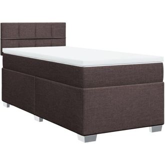 vidaXL Cama Box Spring Con Colch&oacute;n Tela Marr&oacute;n Oscuro 90x190 Cm Vidaxl