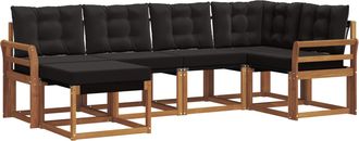 vidaXL Conjunto De Sof&aacute;s De Exterior 6 Uds. Natural Y Negro Vidaxl