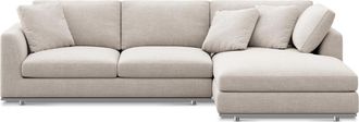 Castlery Hamilton Chaise Sectional Sofa Right Facing Customized, Performance Linen Weave, Light Grey, Spill Resistant, Removable Covers for Castlery Sofas