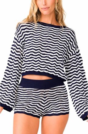 PilyQ Palmer Crop Cover-Up Sweater In Pisces