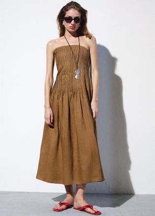 Mango Vestito 100% ramio senza spalline beige - Donna - XS - MANGO