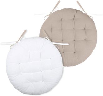 OEM Coj&iacute;n Redondo Para Silla De &Oslash;40 Cm, Color Crudo, Algod&oacute;n Y Lino, Modelo Duo