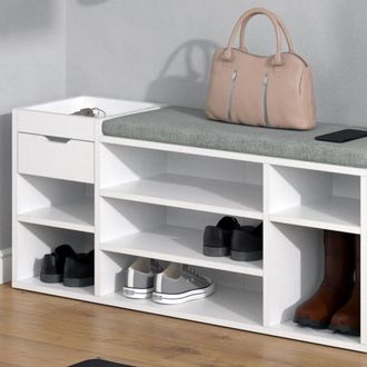 Vicco Banco Para Zapatos Eleon, Blanco, 101.1 X 45 Cm, Vicco