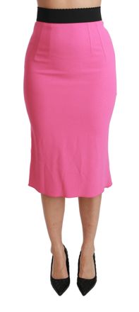 Dolce & Gabbana Roze damesrok met hoge taille en kokeruitsnijding, midi, viscose