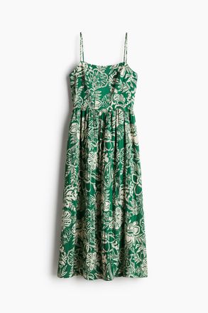 H&M Midi-Tr&auml;gerkleid - Gr&uuml;n/Gemustert