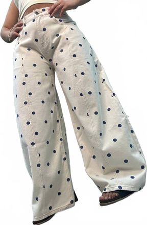 Peach Love California Womens Polka Dot Gypsy Fit Pants In Blue
