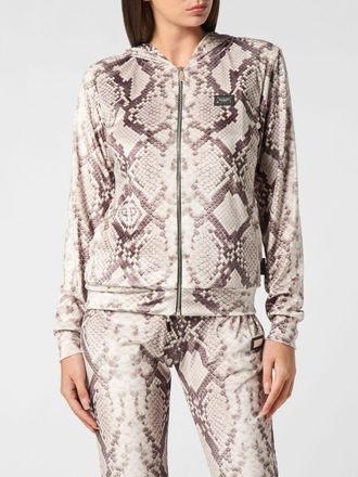 Philipp Plein Zip-Up Hoodie with Animalier Python Print
