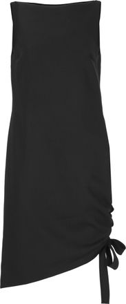 Carolina Herrera Sleeveless Black Wool Dress With Drape And Bow Detail