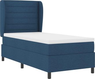 vidaXL vidaXL Blue Box Spring Bed with Mattress 100x200 cm Fabric