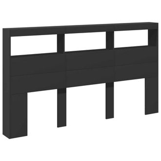 Berkfield Home Headboard Cabinet with LED Black 180x17x102 cm | Size: 180 x 17 x 102 cm