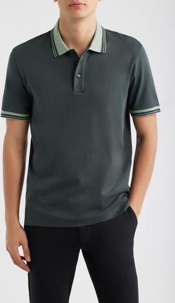 BOSS Parlay Tipped Cotton Polo in Open Green at Nordstrom, Size Xx-Large