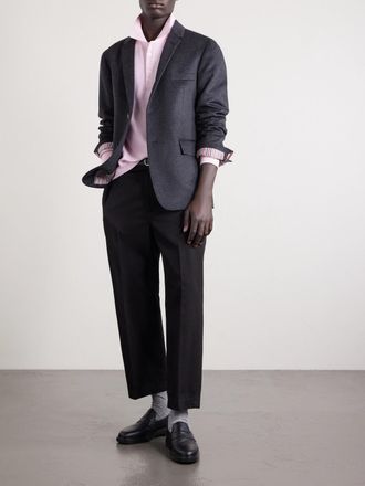 Thom Browne Striped Cotton-Piqu&eacute; Polo Shirt